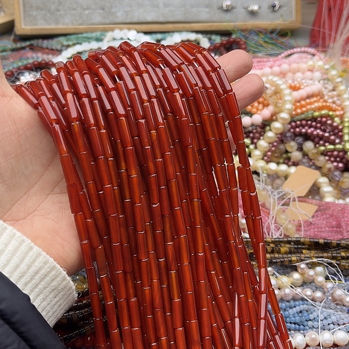 玛瑙/玉髓珠宝半成品未镶嵌一条4/13mm红玛瑙