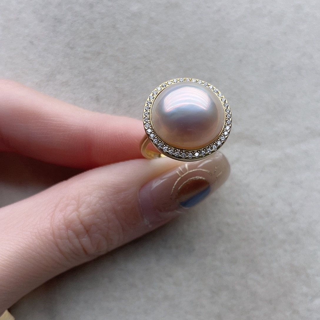 拼合珍珠（马贝珠）银S925镶嵌戒指107