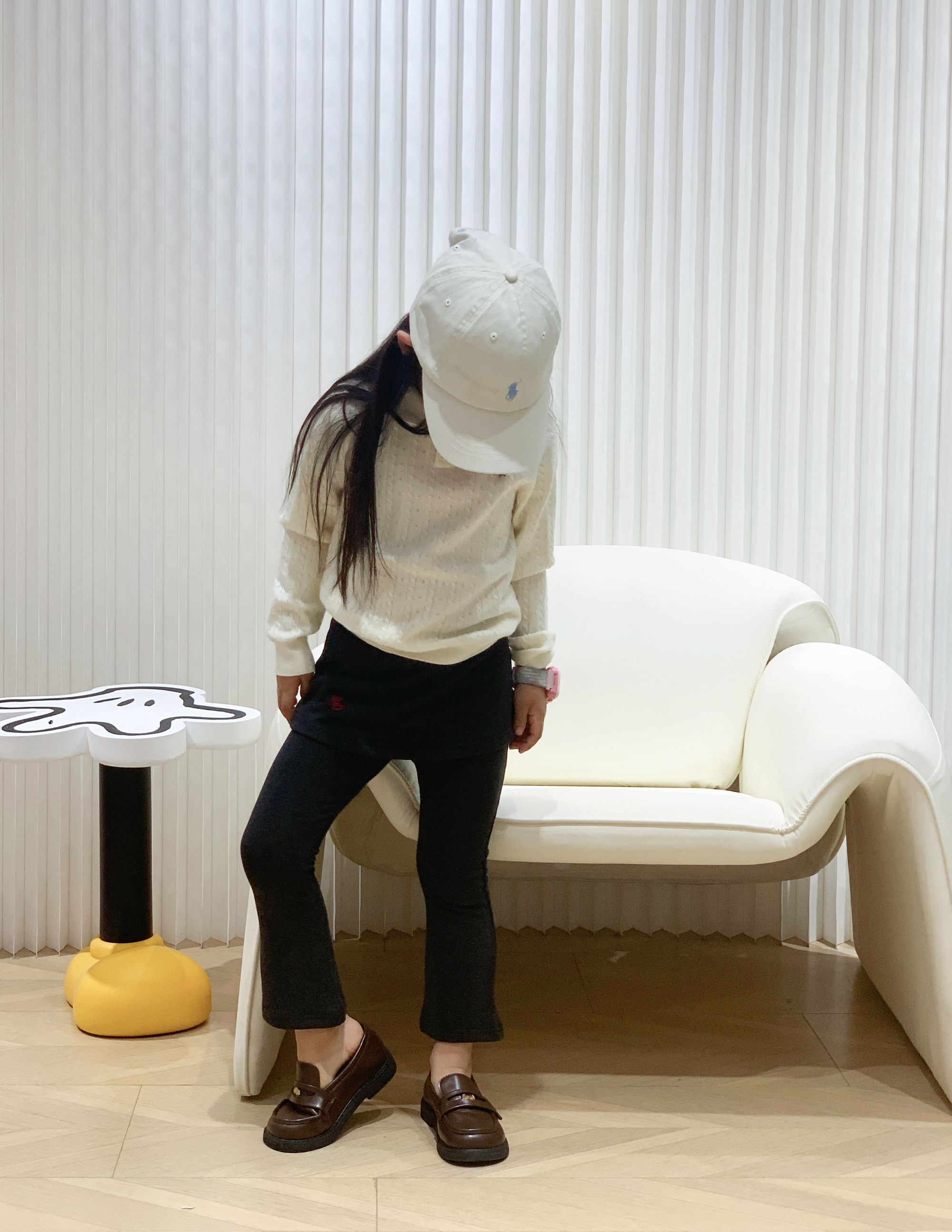女童百搭翻领薄针织打底上衣+黑灰色屁帘休闲裤25年秋季新款童装
