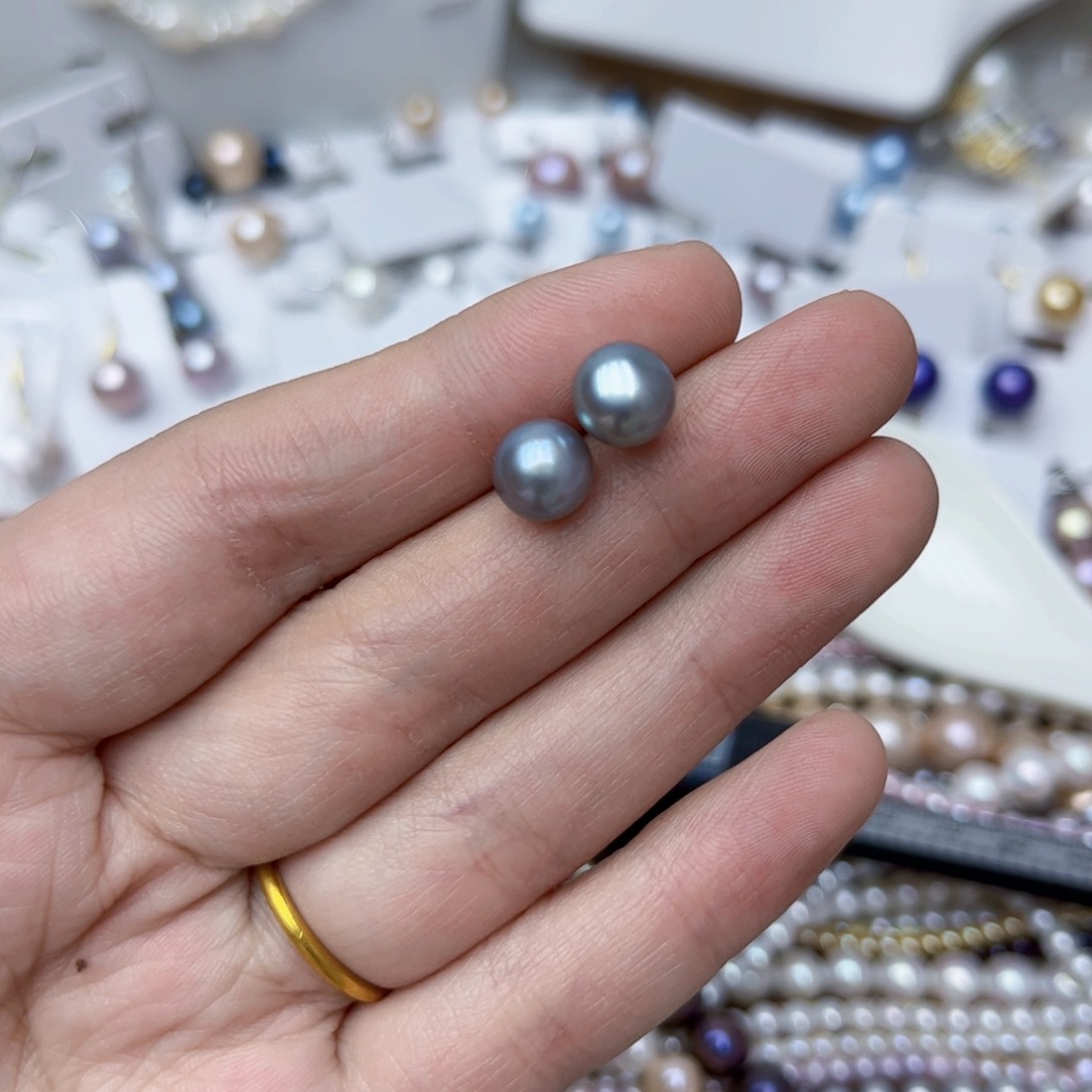淡水珍珠耳饰银S925镶嵌
