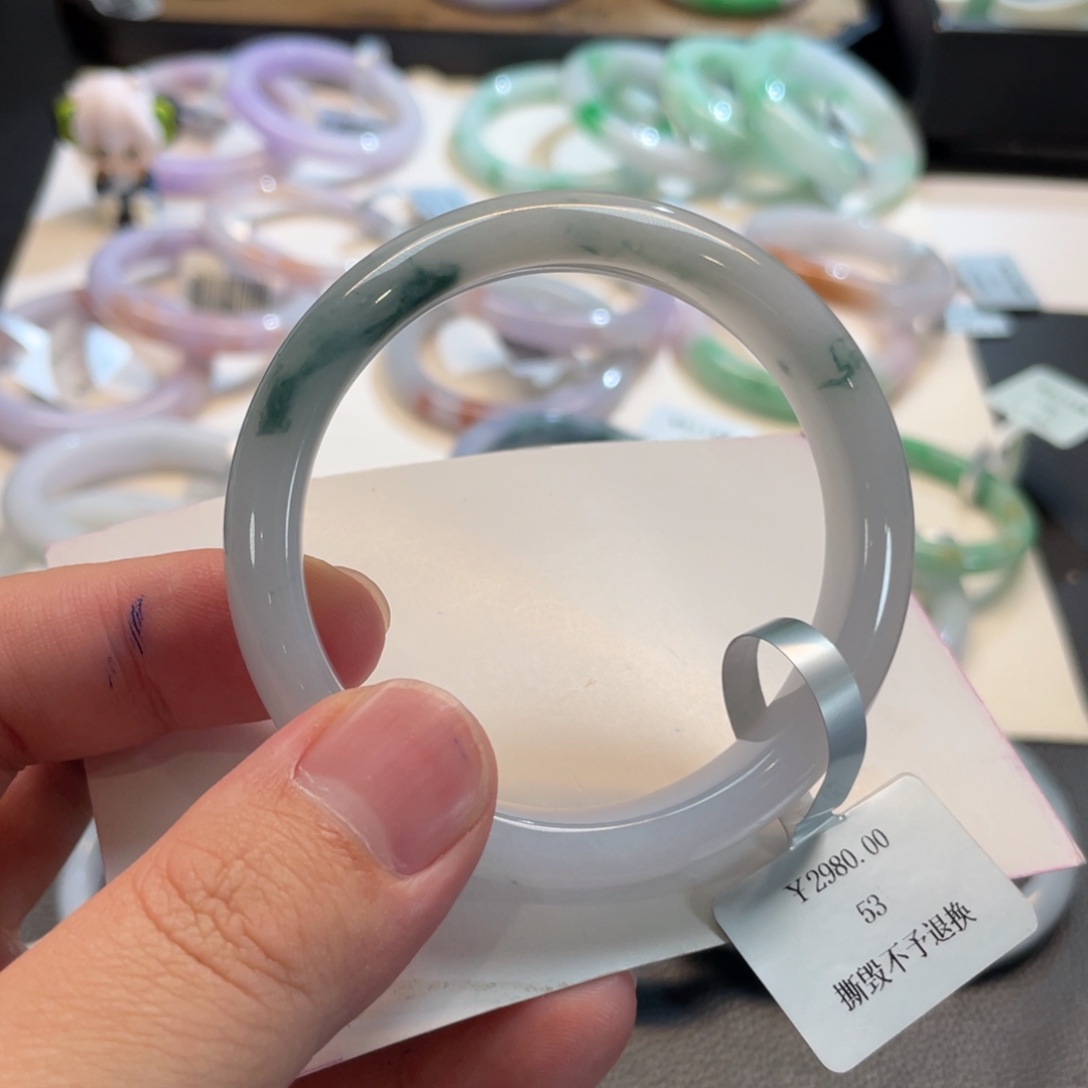 翡翠未镶嵌手镯92号 53正圈