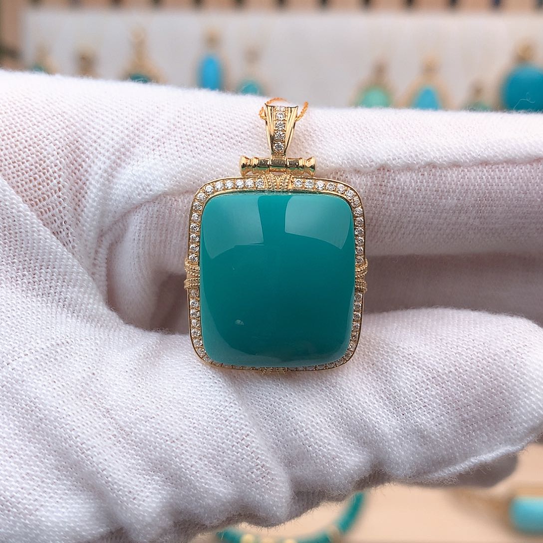 绿松石珠宝奇石18K金镶嵌