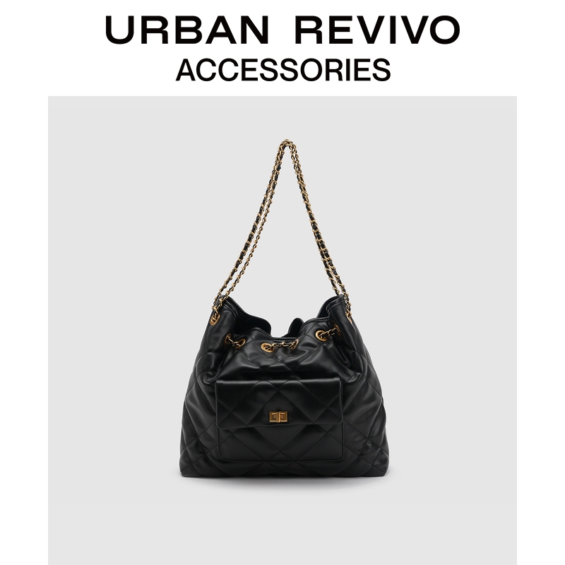 URBAN REVIVO2026春季新款女士菱格贴袋链条单肩包26SAWBG0149#