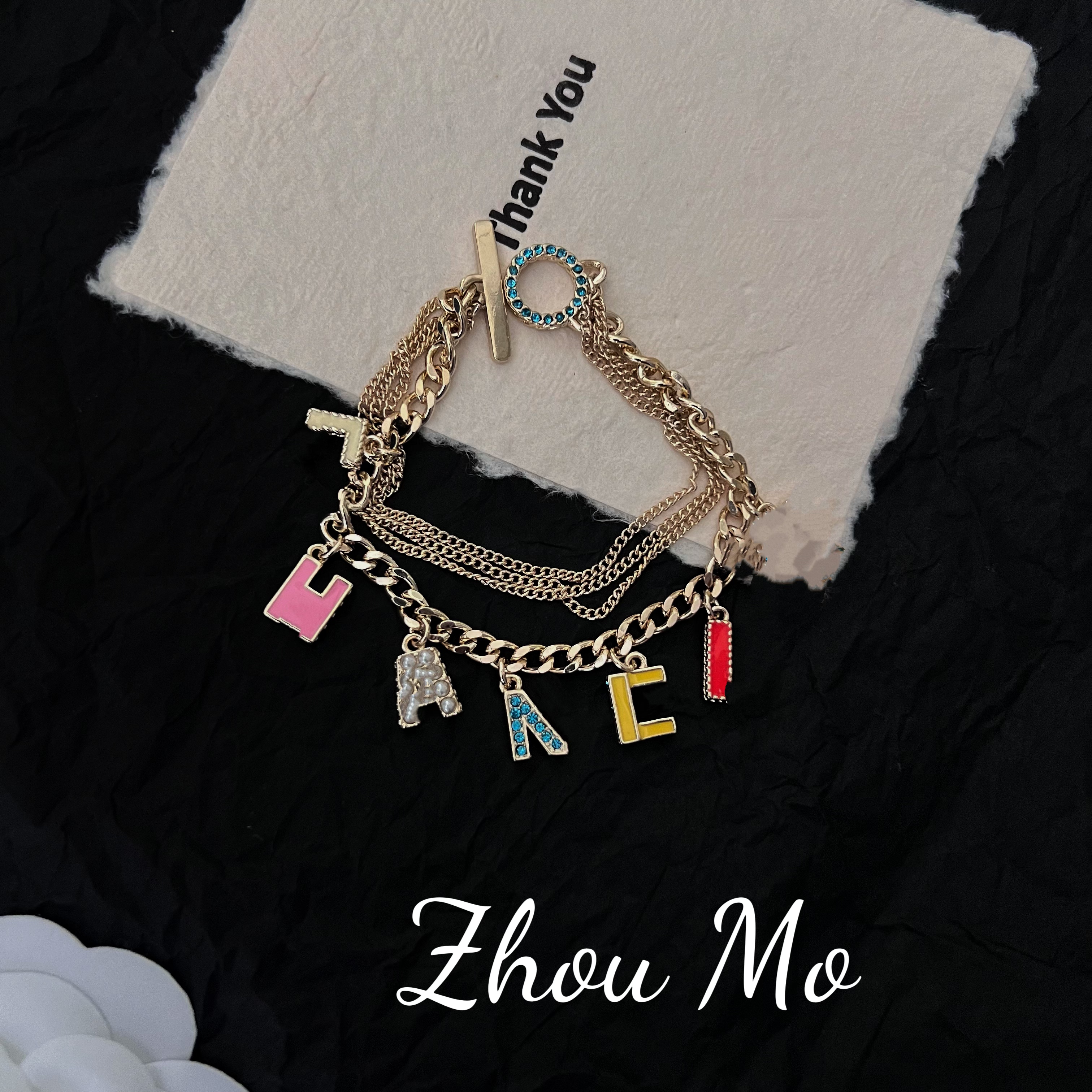 铜合金手链 【MOMO】重工多层彩色手链 B-287