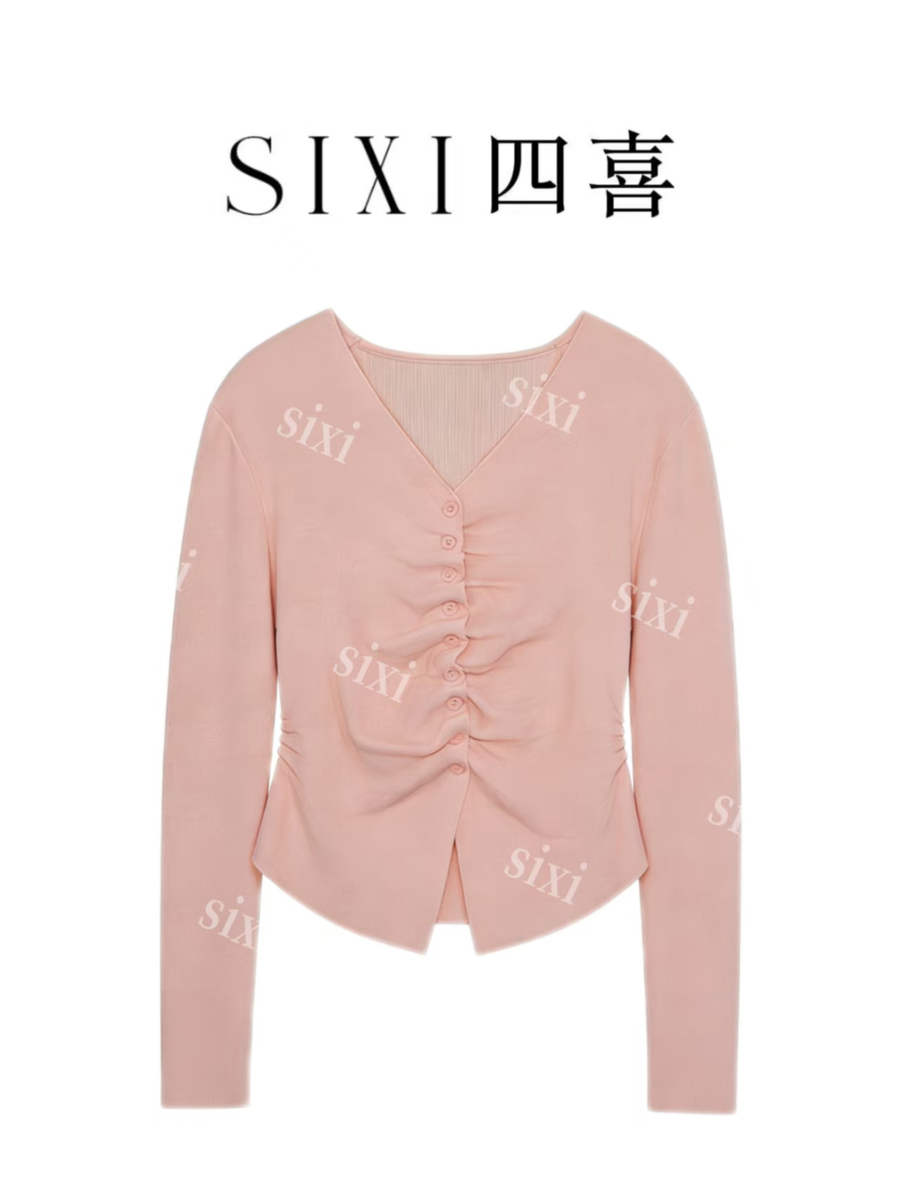 【1067】#SX-皱褶单排扣小开衫