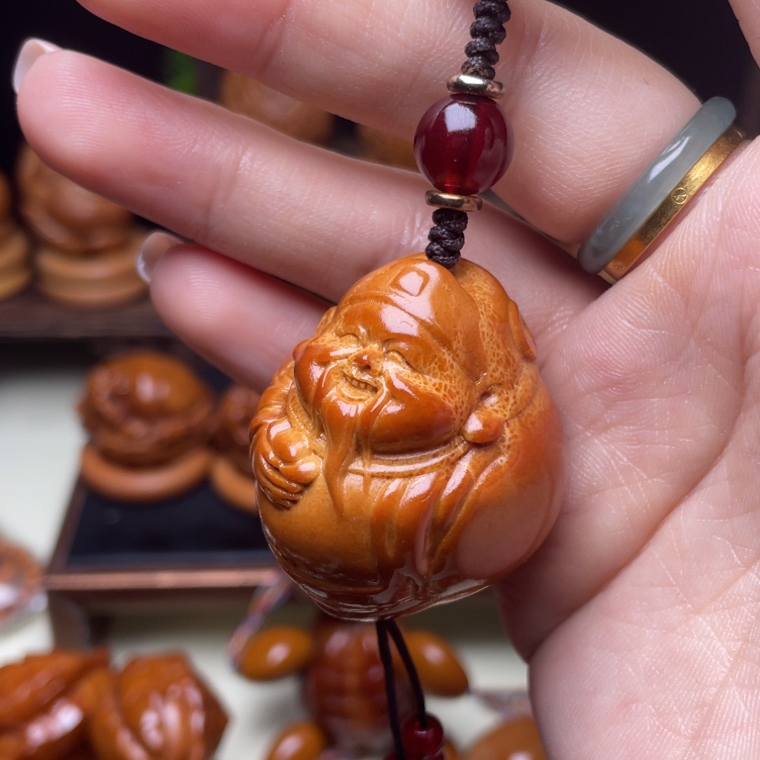 吊坠橄榄核财神单籽指环
