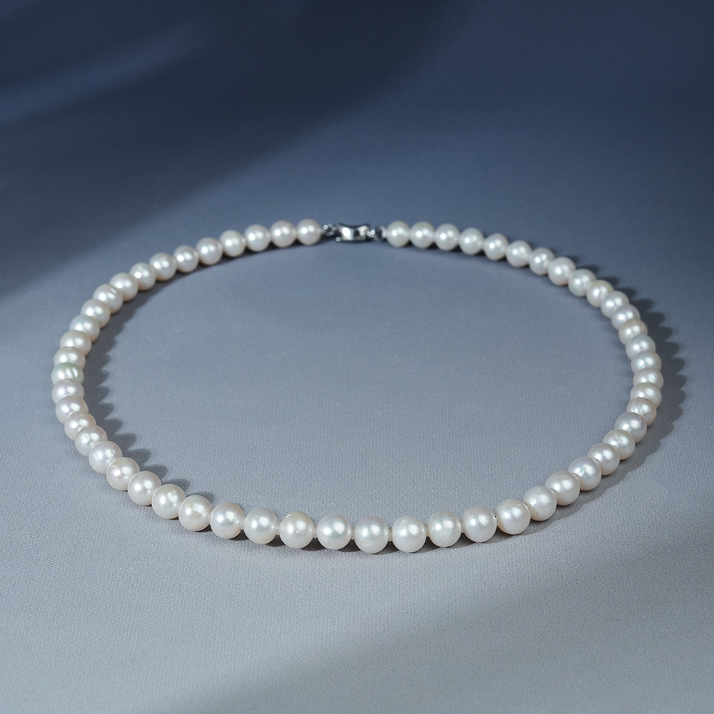8-9mm海琴G125 银S925天然无核淡水珍珠项链45cm