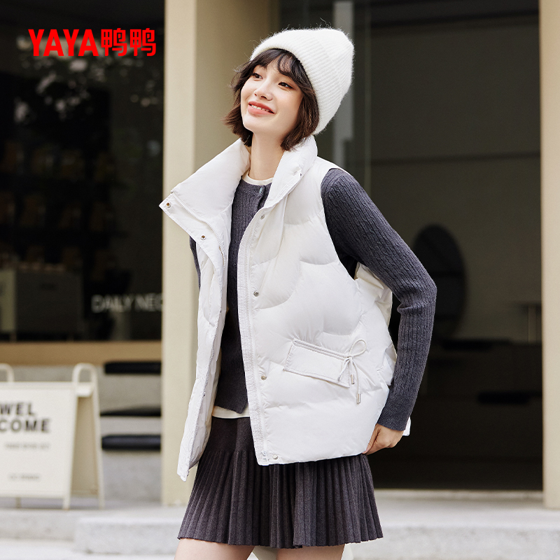 YAYA/鸭鸭羽绒马甲短款女冬时尚简约纯色百搭保暖上衣DYF36C0330