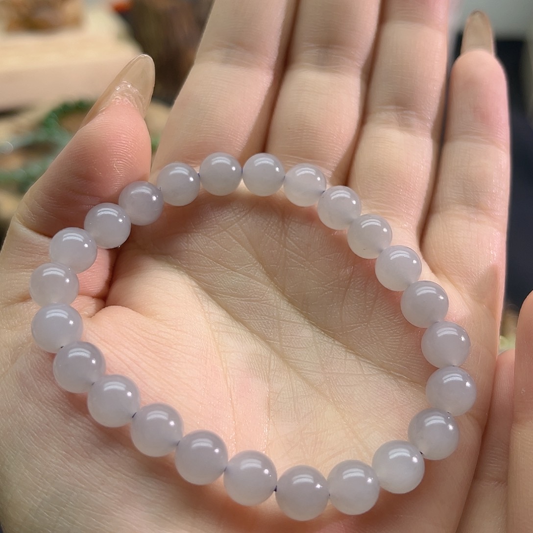 和田玉未镶嵌颈饰烟紫8m m