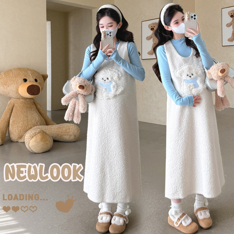 秋冬2025洋气法式辣妈俏皮减龄开叉背心裙孕妇装两件套针织外穿