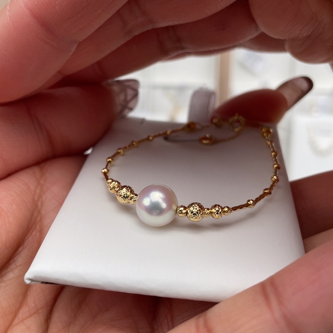 海水珍珠手镯18K金镶嵌