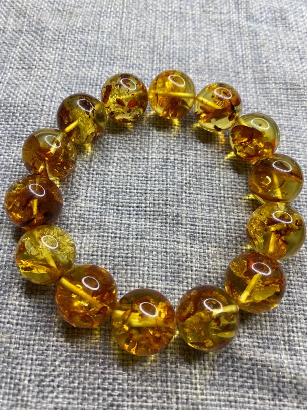 精品蜜蜡花珀圆珠手串