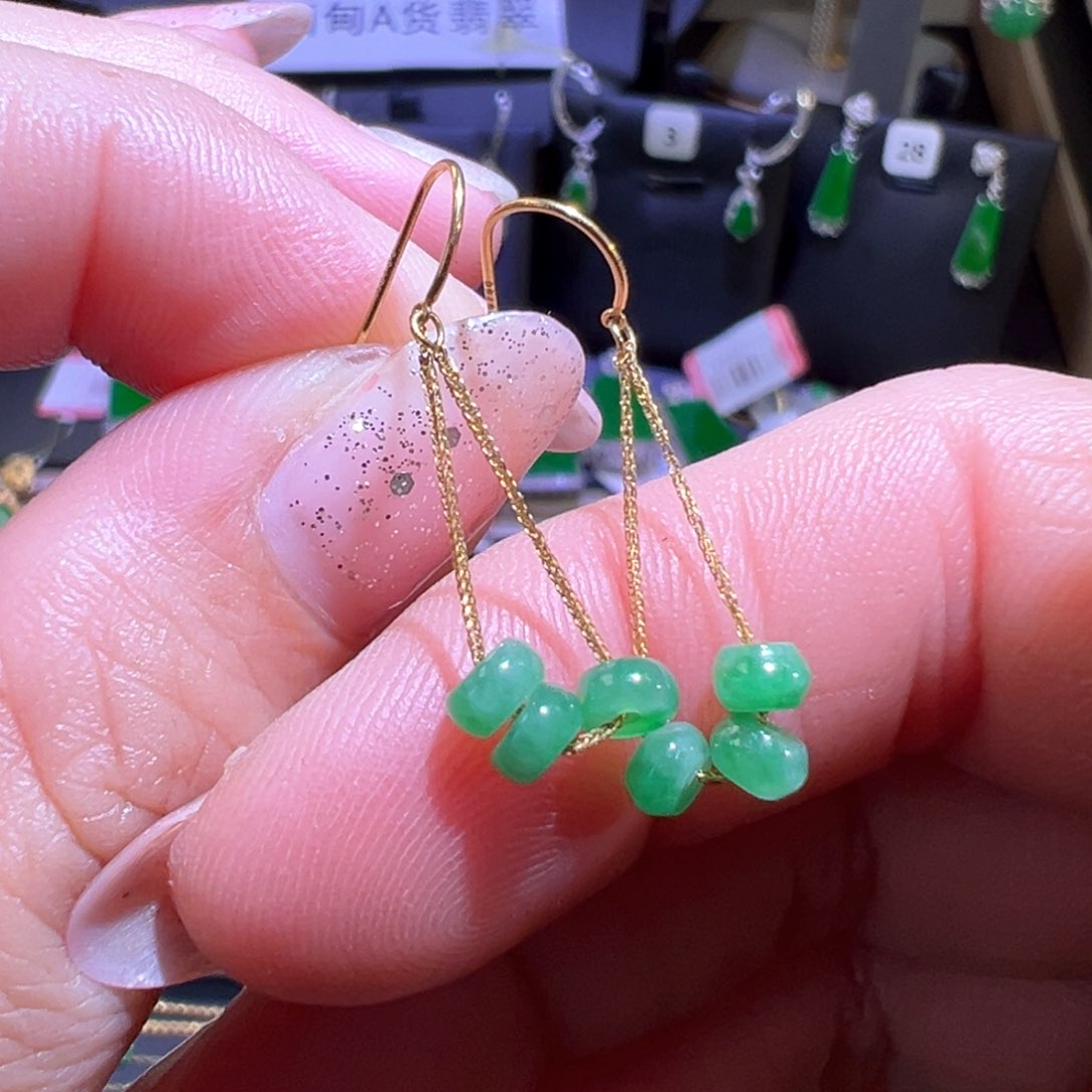 翡翠颈饰18K金镶嵌耳环