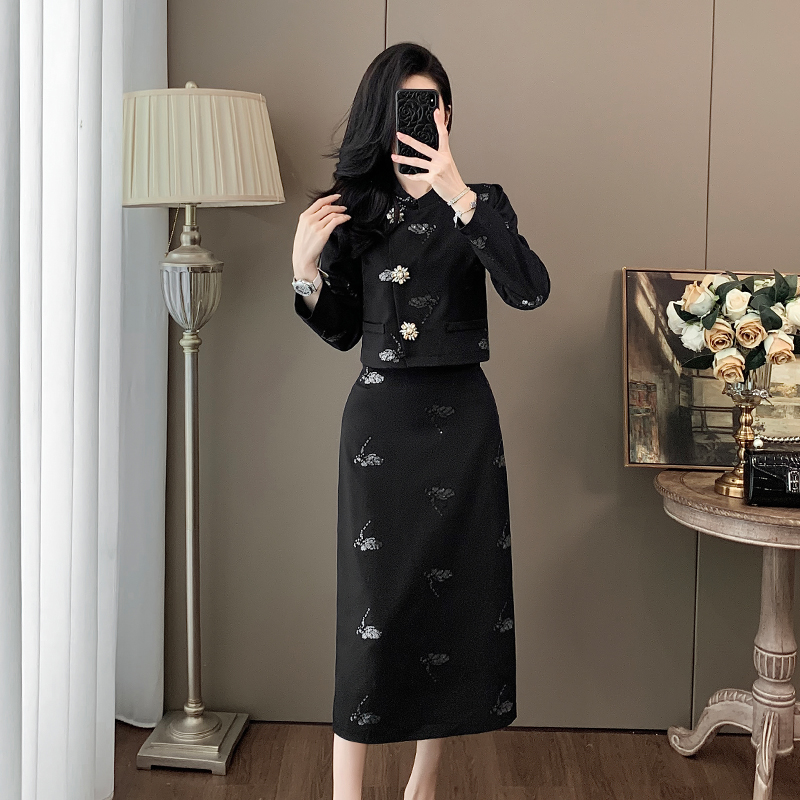 新中式国风时尚套装女2025秋季新款修身气质减龄上衣半身裙两件套