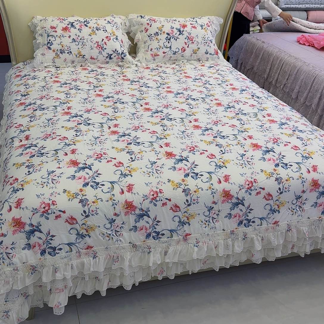 棉水墨兰亭莫代尔四件套小美边