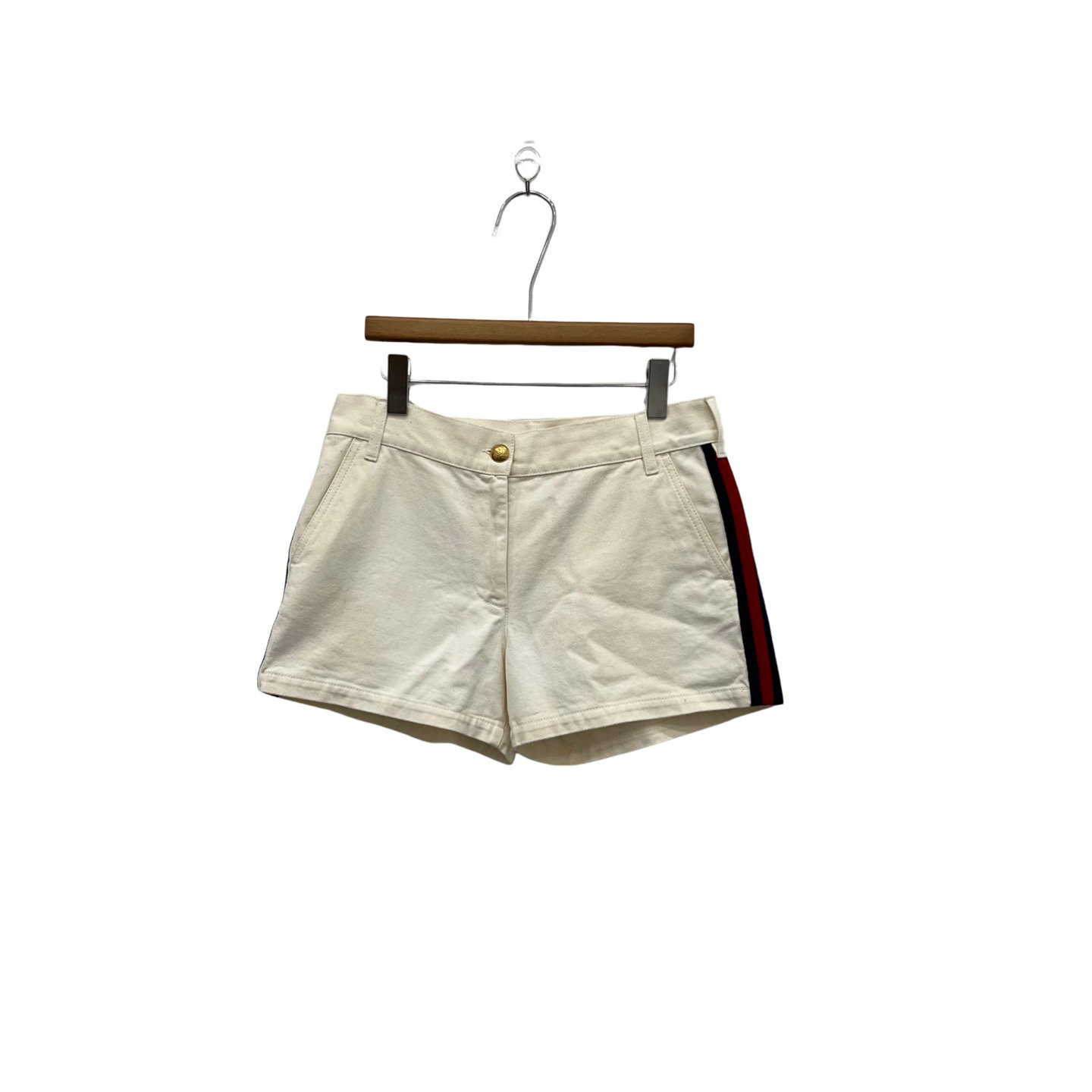 95新 GUCCI/古驰 Gucci 古驰 条纹皮牌短裤 28码/95新/公价7800