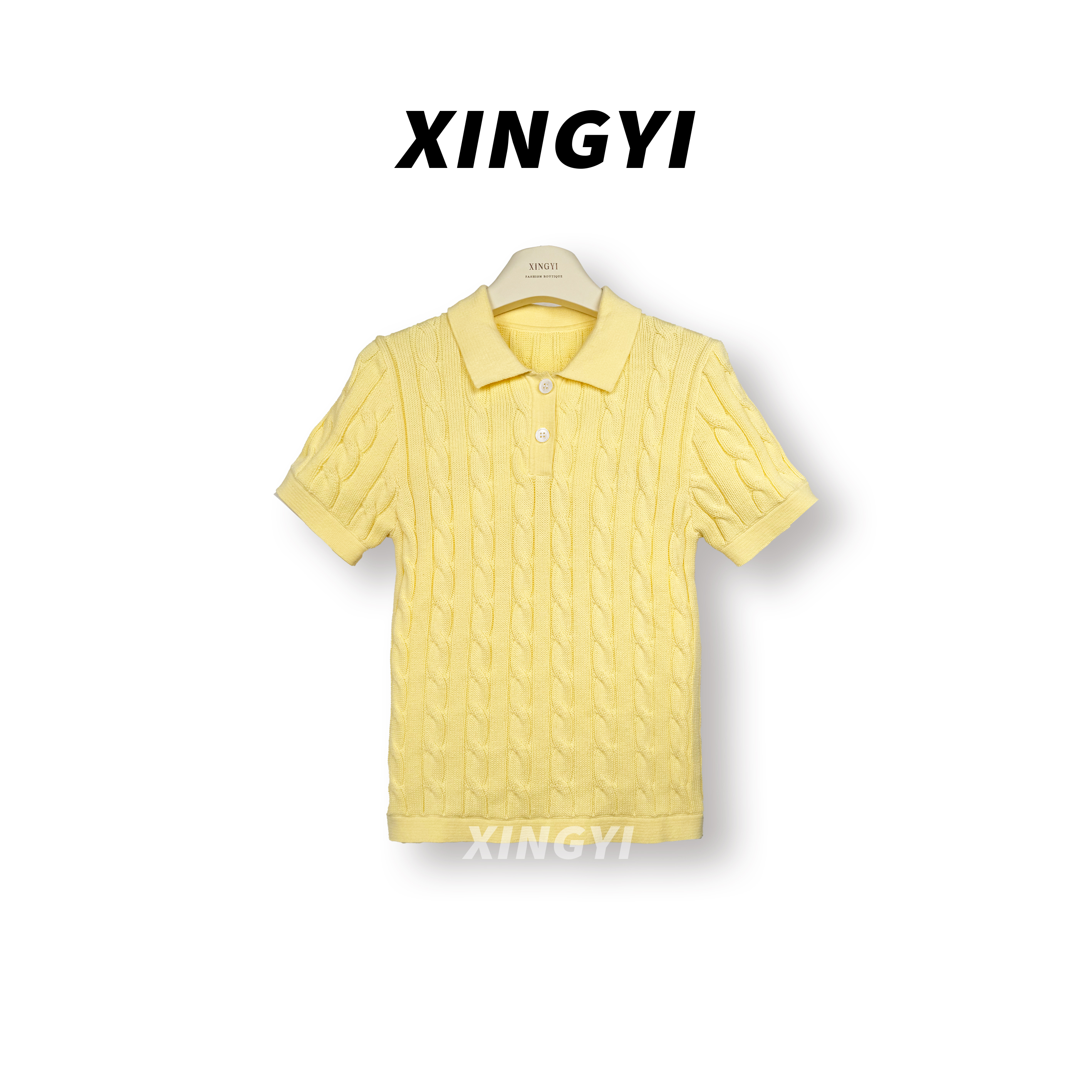 『XINGYI』POLO领百搭休闲短袖螺纹针织衫XY9378