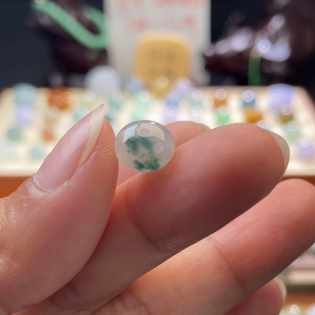 翡翠散珠冰飘蓝花鼓珠9,2-6.2mm