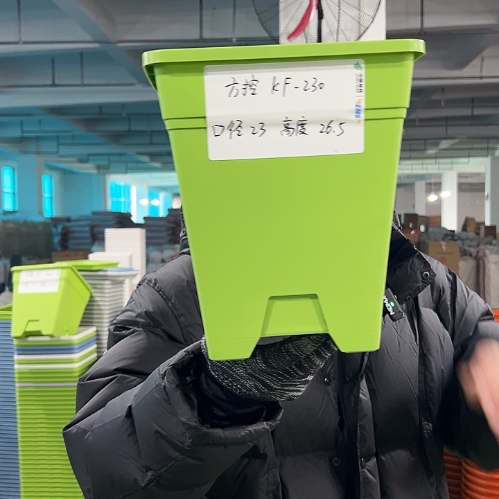 正品方盆口23高26果绿无托5只