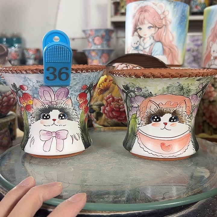 满38包邮景德镇手绘花盆