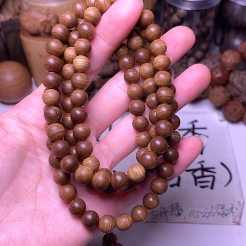 檀香木手串/手链檀香黑肉0.8/108横纹虎皮沉