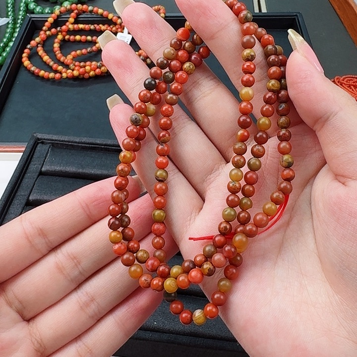 南红玛瑙包浆卡5多圈一条未镶嵌