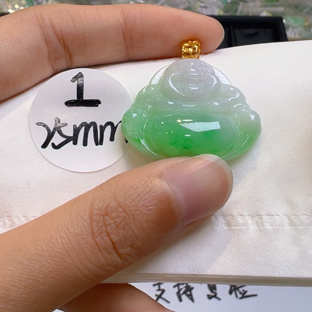 翡翠18K金镶嵌吊坠(不含链)