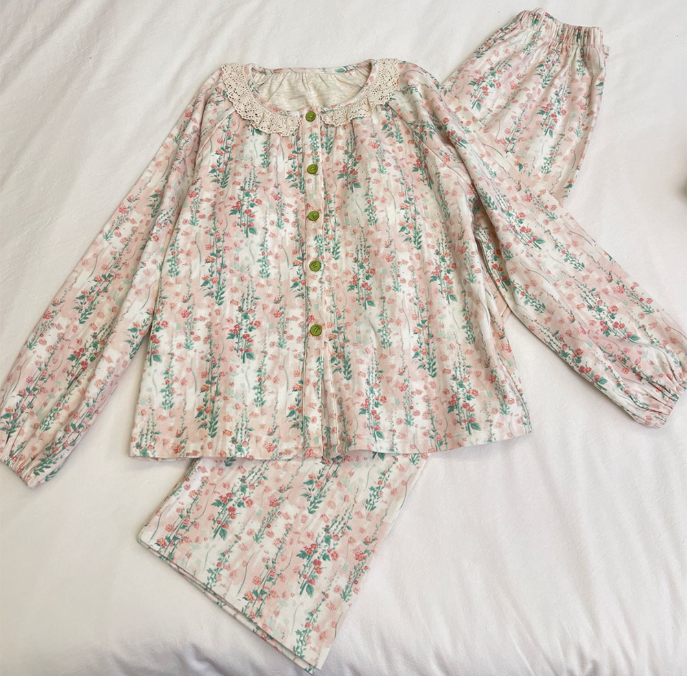 睡衣女士冬季暖绒开衫长袖长裤休闲甜美宽松大码可外穿家居服套装