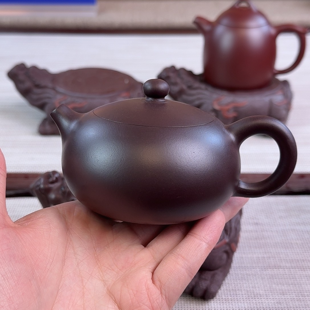 紫砂茶壶220cc老紫泥扁西施