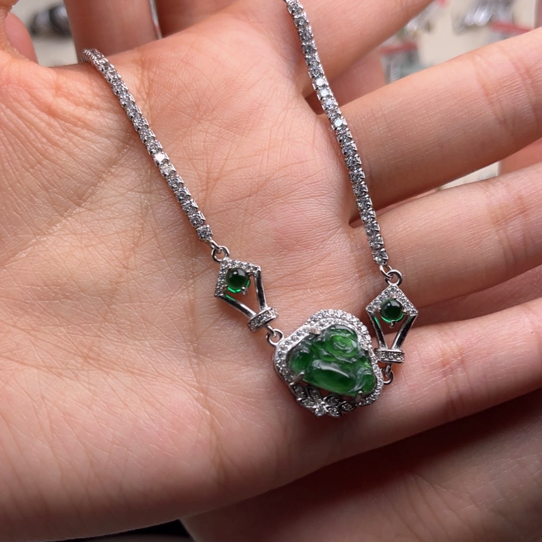 翡翠手链银S925镶嵌68896