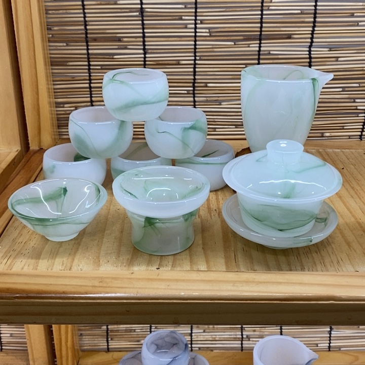 爱***缘手工艺品琉璃飘绿一套，斗立杯1