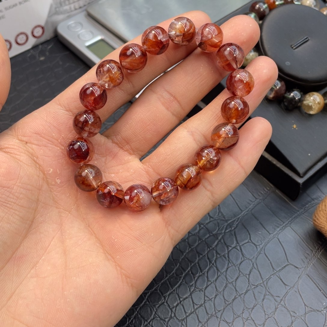 水晶手链未镶嵌麦*红胶花