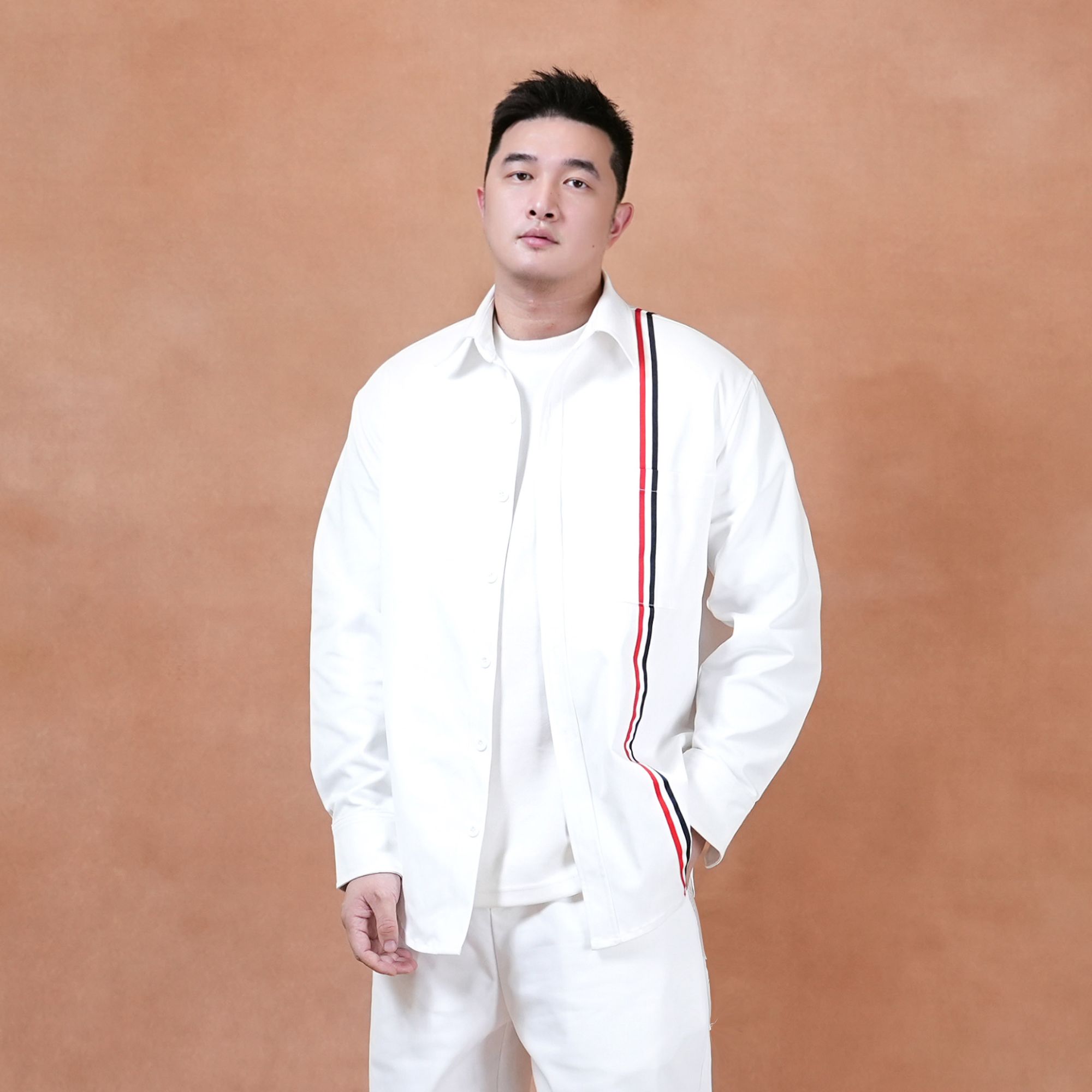 初秋新款轻奢高定条纹衬衫时尚百搭衬衫