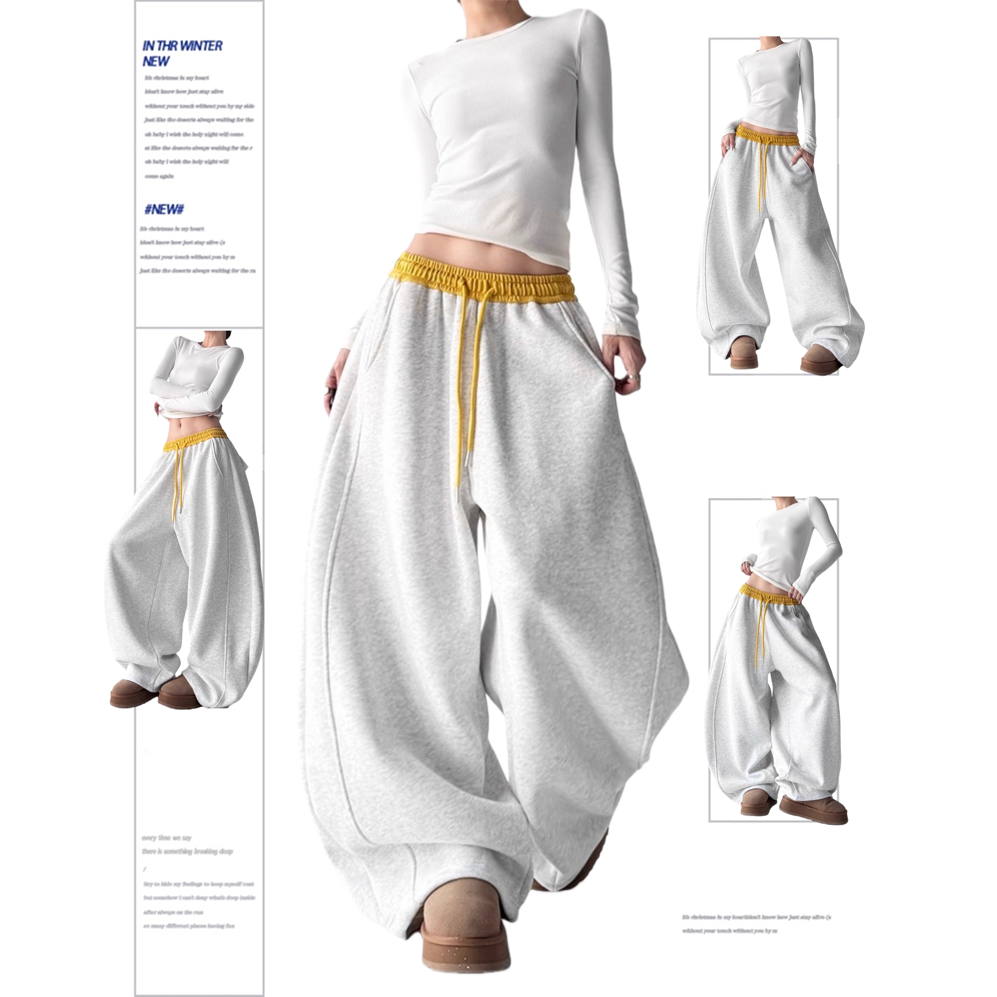 美式卫裤女春秋装新款舞蹈时尚休闲裤高腰显瘦阔腿裤款式弯刀裤