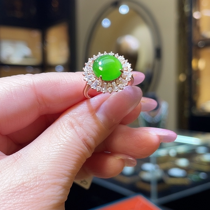 和田玉戒指银S925镶嵌