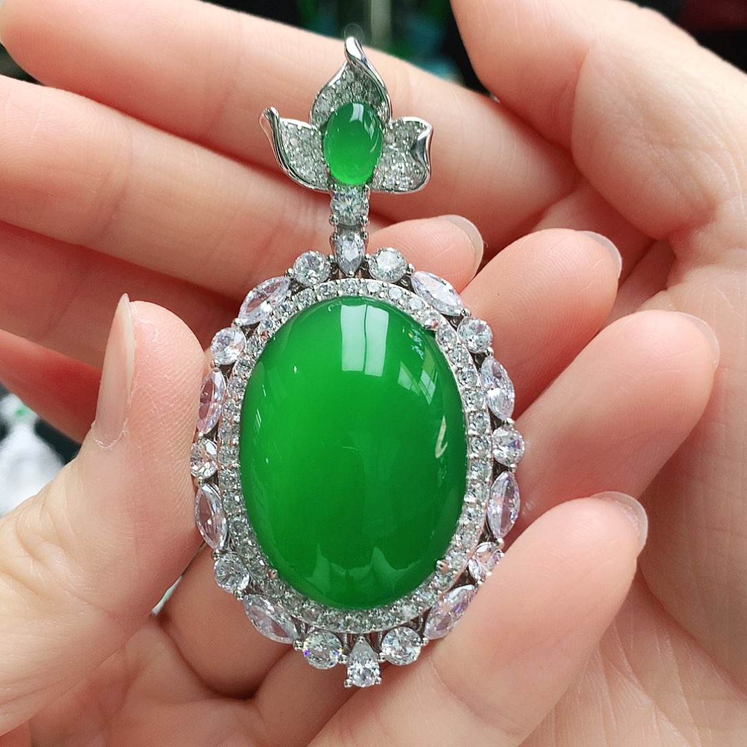 玛瑙/玉髓吊坠银S925镶嵌