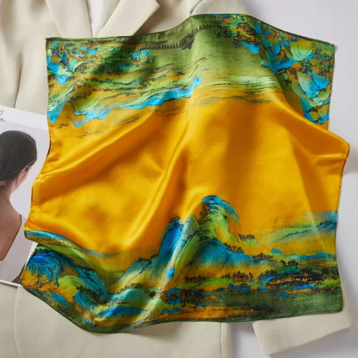 A043【山河锦绣】70*70防晒百搭方巾