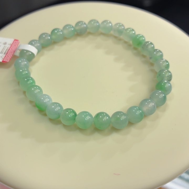 翡翠未镶嵌手链冰胶果阳绿飘花丹青水墨卡6.2