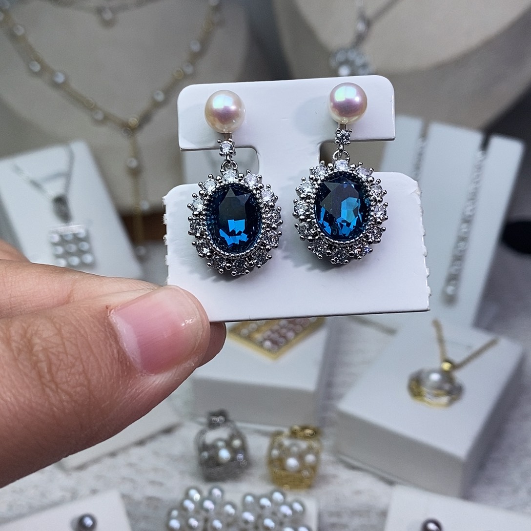 耳饰淡水珍珠银S925镶嵌