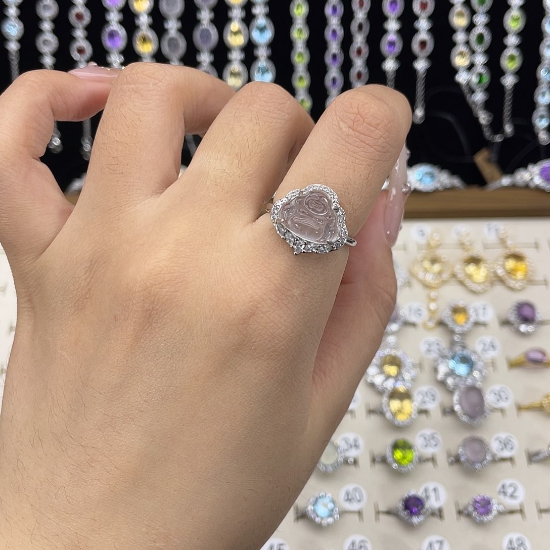 岫玉银S925镶嵌戒指