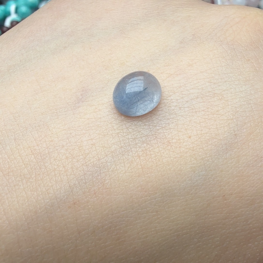 未镶嵌水晶珠宝半成品蓝钢丝兔毛蛋面