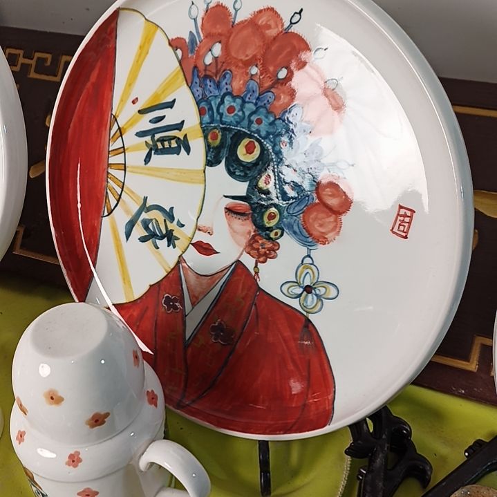 盘景德镇手绘釉下彩手绘