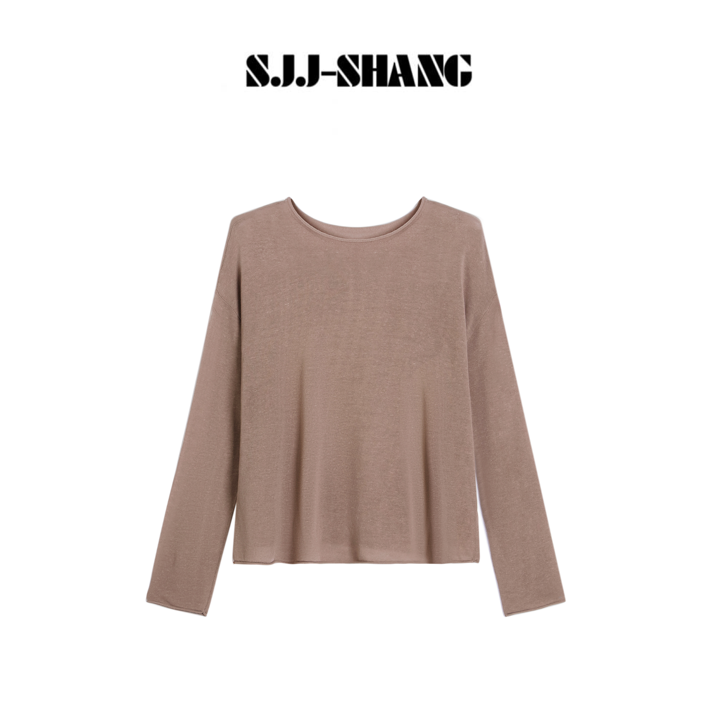 SJJ-SHANG【麻棕】25早秋新品莱赛尔+亚麻时尚针织上衣q135195p