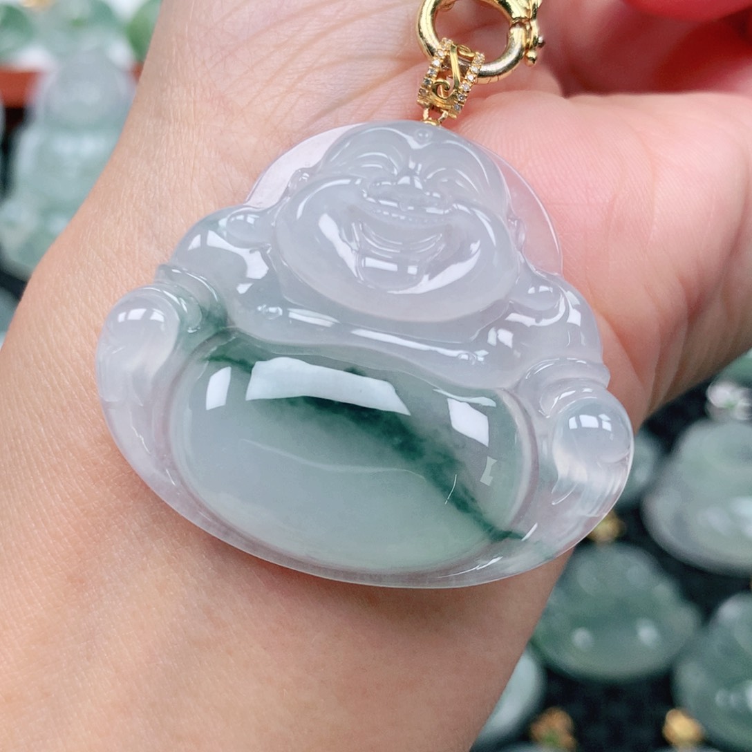 翡翠吊坠(不含链)18K金镶嵌