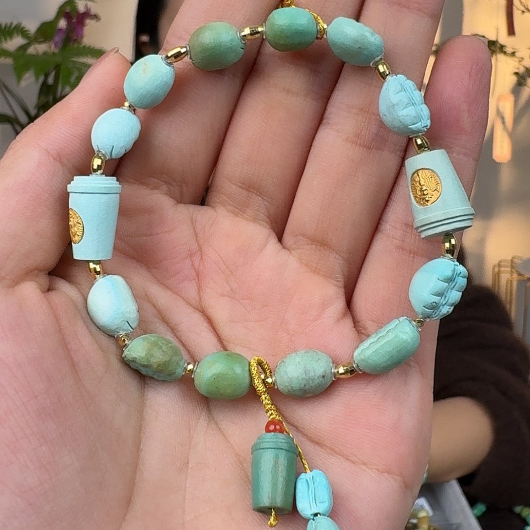 绿松石18K金镶嵌珠宝奇石