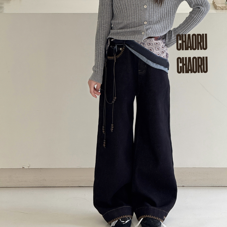 270童装加绒直筒牛仔裤