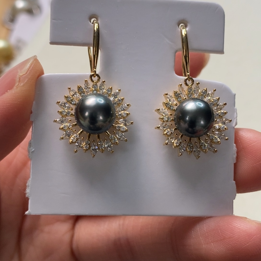 海水珍珠耳饰银S925镶嵌