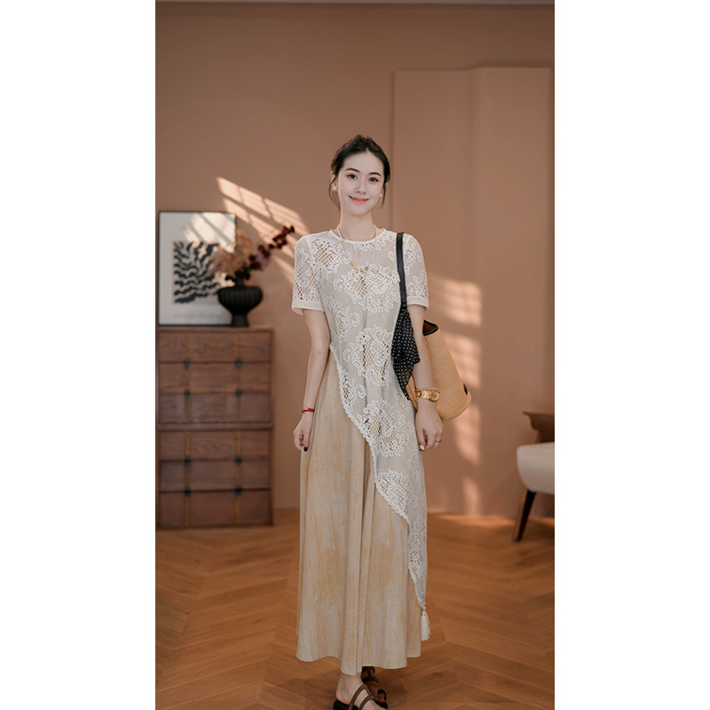 轻奢蕾丝罩衫吊带裙套装夏季新款气质法式氛围感浪漫风两件套