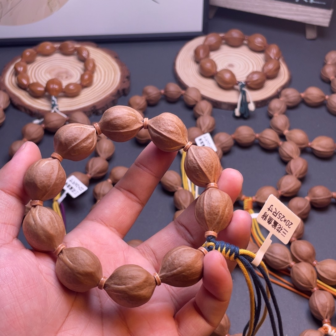 *****手串橄榄核梅林铁核三花鲨鱼背原皮素串20×25尺寸