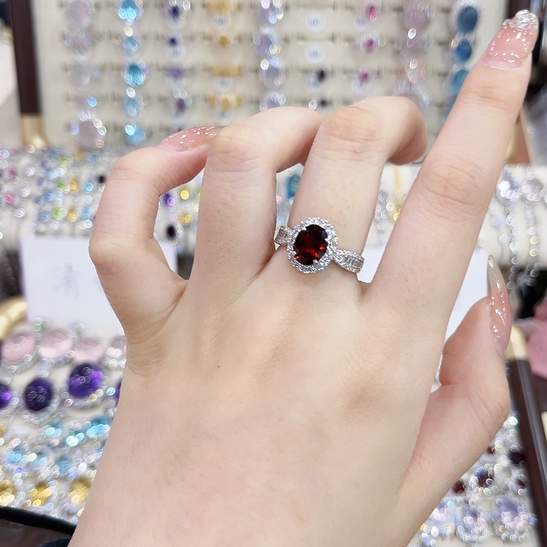 烟晶戒指银S925镶嵌